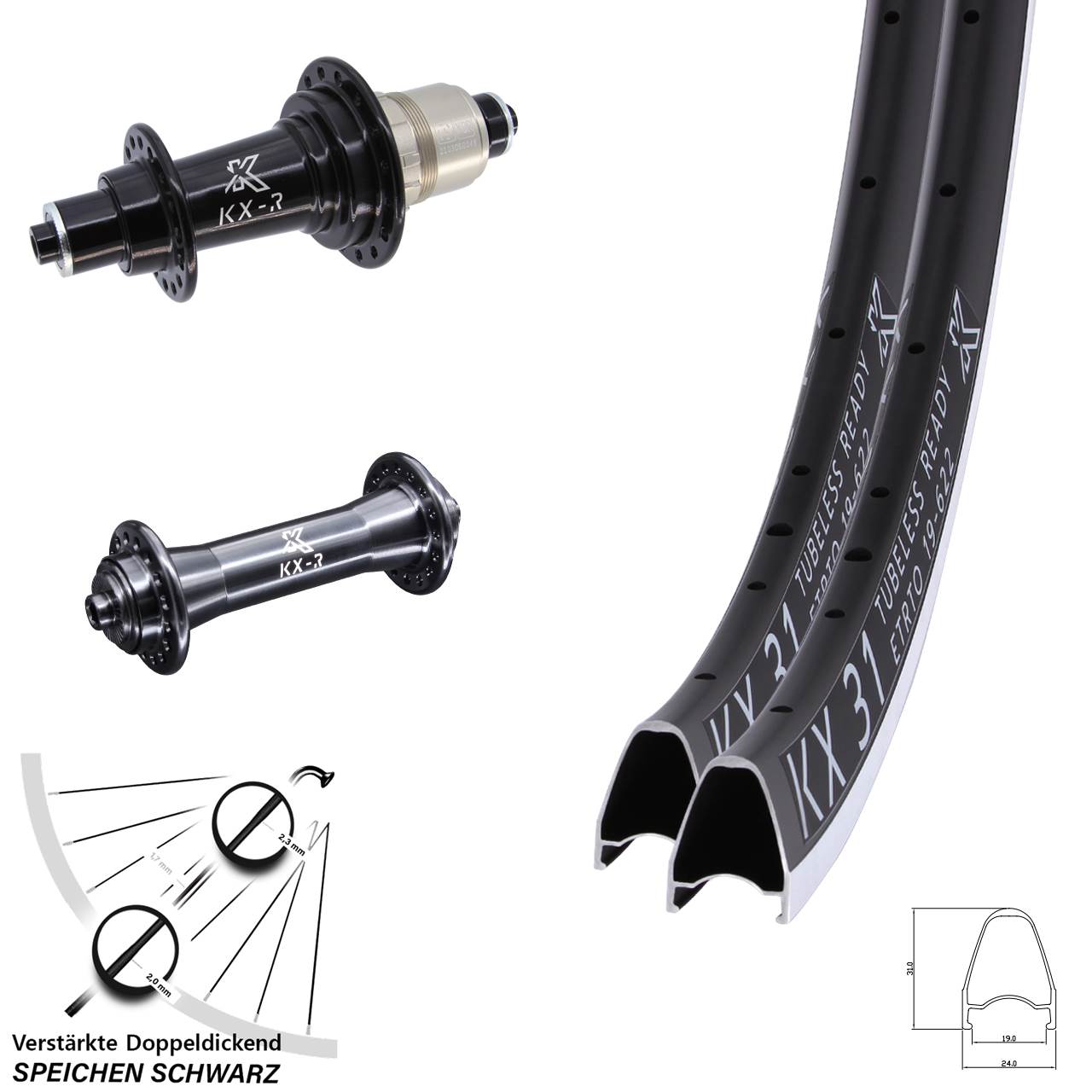Laufrad-Satz QR 28 Zoll KX-R 31 XDR