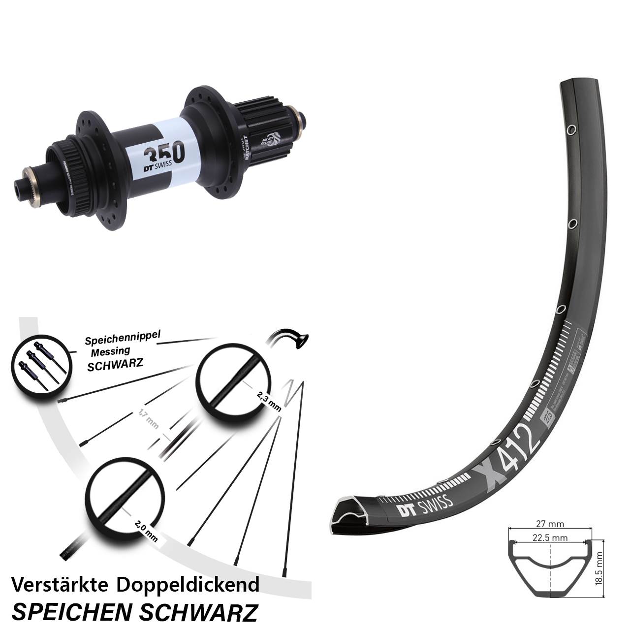 DT Swiss X412-350 29 Zoll Hinterrad Centerlock QR Shimano Micro Spline