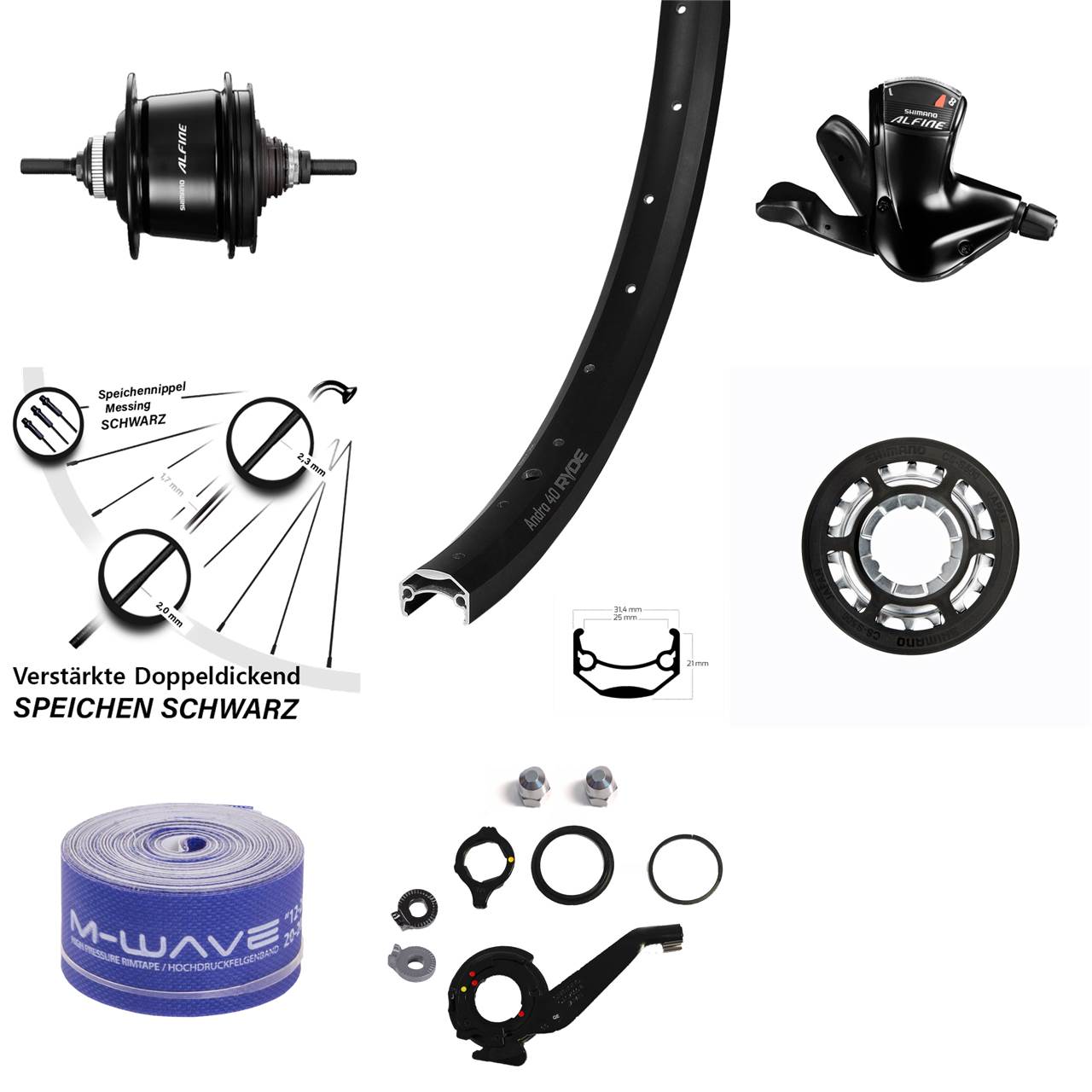 Shimano Alfine 8 Gang 27,5 Zoll Ryde Andra 40 Hinterrad