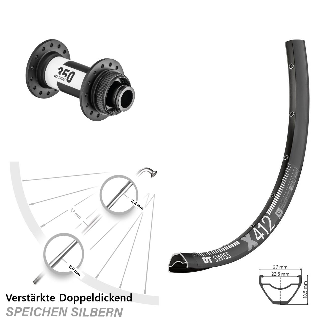 Centerlock 29 Zoll Vorderrad 15x100 DT Swiss X 412-350