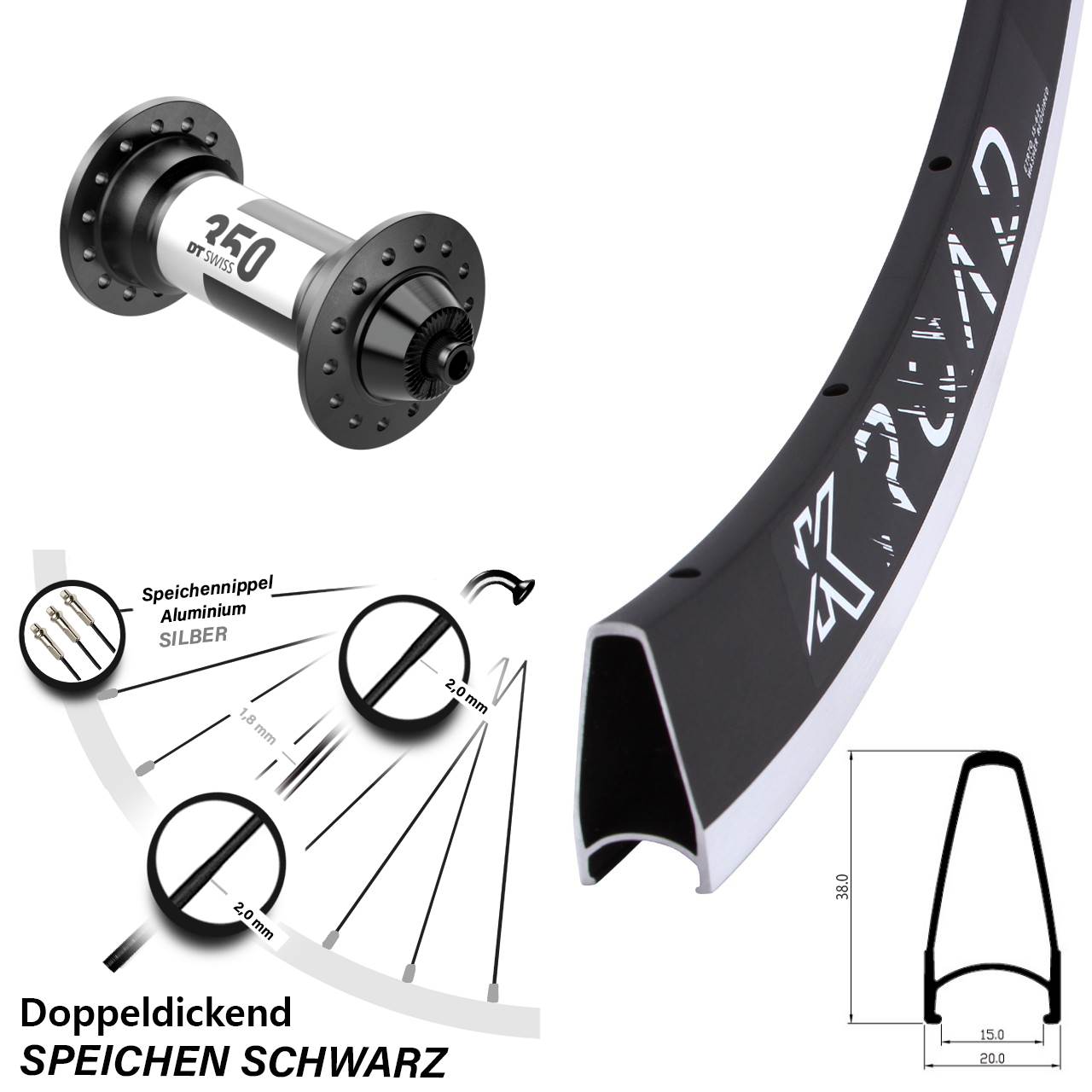 Laufrad 28 Zoll KX Road CNC DT Swiss 350 QR