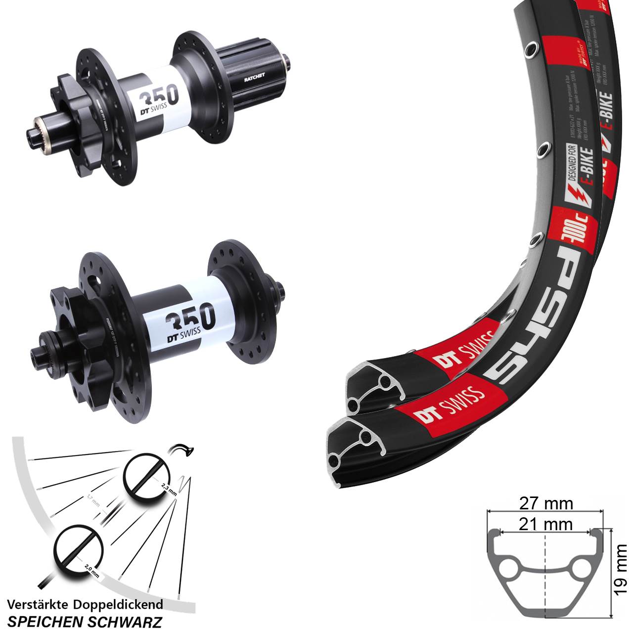 Laufradsatz 6-Loch 26 Zoll DT Swiss 545d-350 8-11 fach HG QR