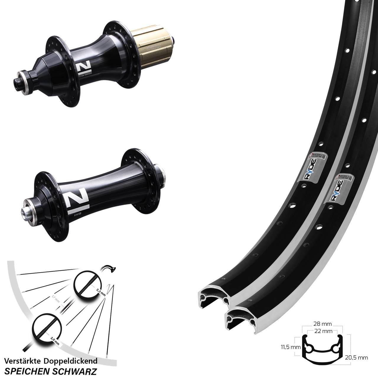 Ryde Andra35 Novatec A-141-SB/F162SB 27,5 Zoll Laufradsatz für Schnellspanner 8-12 fach