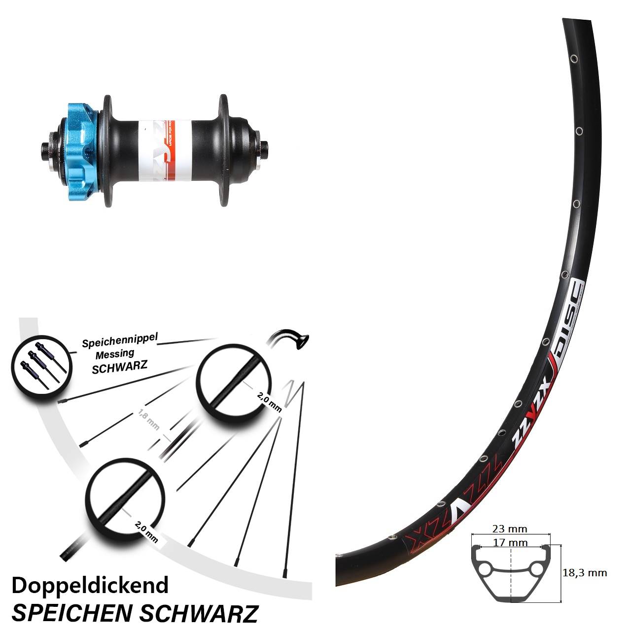 Mach1 Formula ZZYZX CL-91 26 Zoll Vorderrad 6-Loch für Schnellspanner