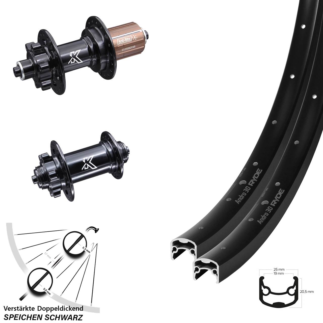 Disc Laufradsatz für Schnellspanner 29 Zoll Ryde Andra 30 KX-M 8-11 fach