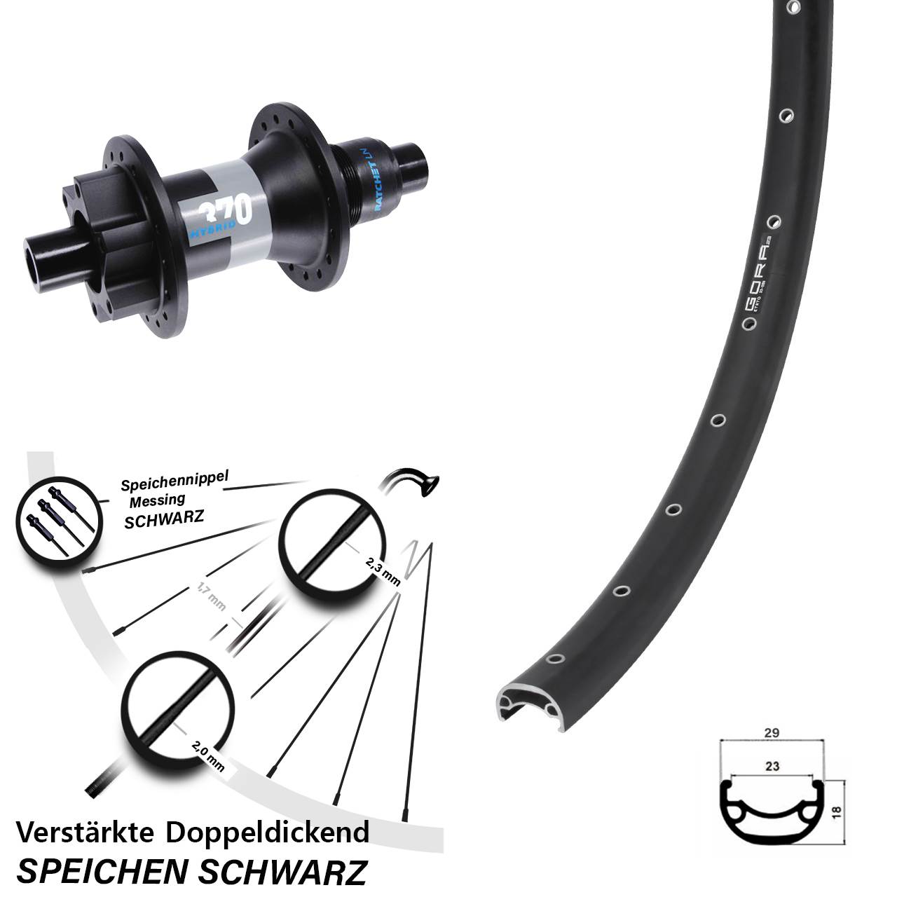 Disc Laufrad 26 Zoll Gora 23 DT Swiss Hybrid 370 XD 11-12 fach 12x148