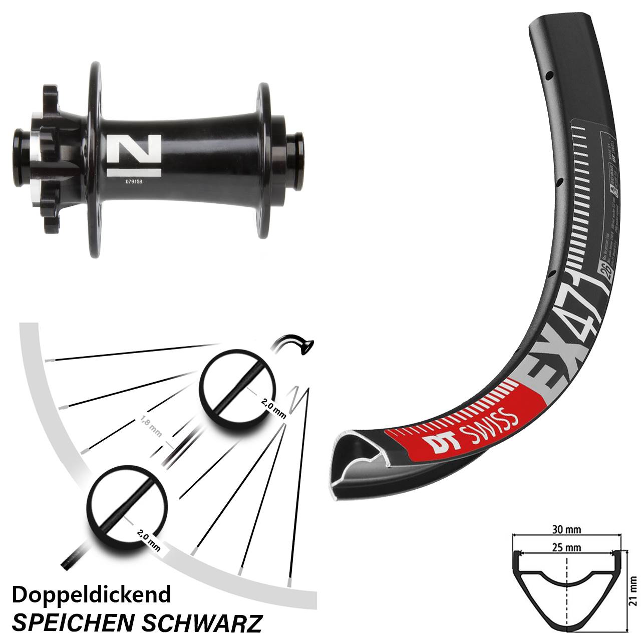 DT Swiss EX 471 Novatec D791 26 Zoll Disc Vorderrad 15x100