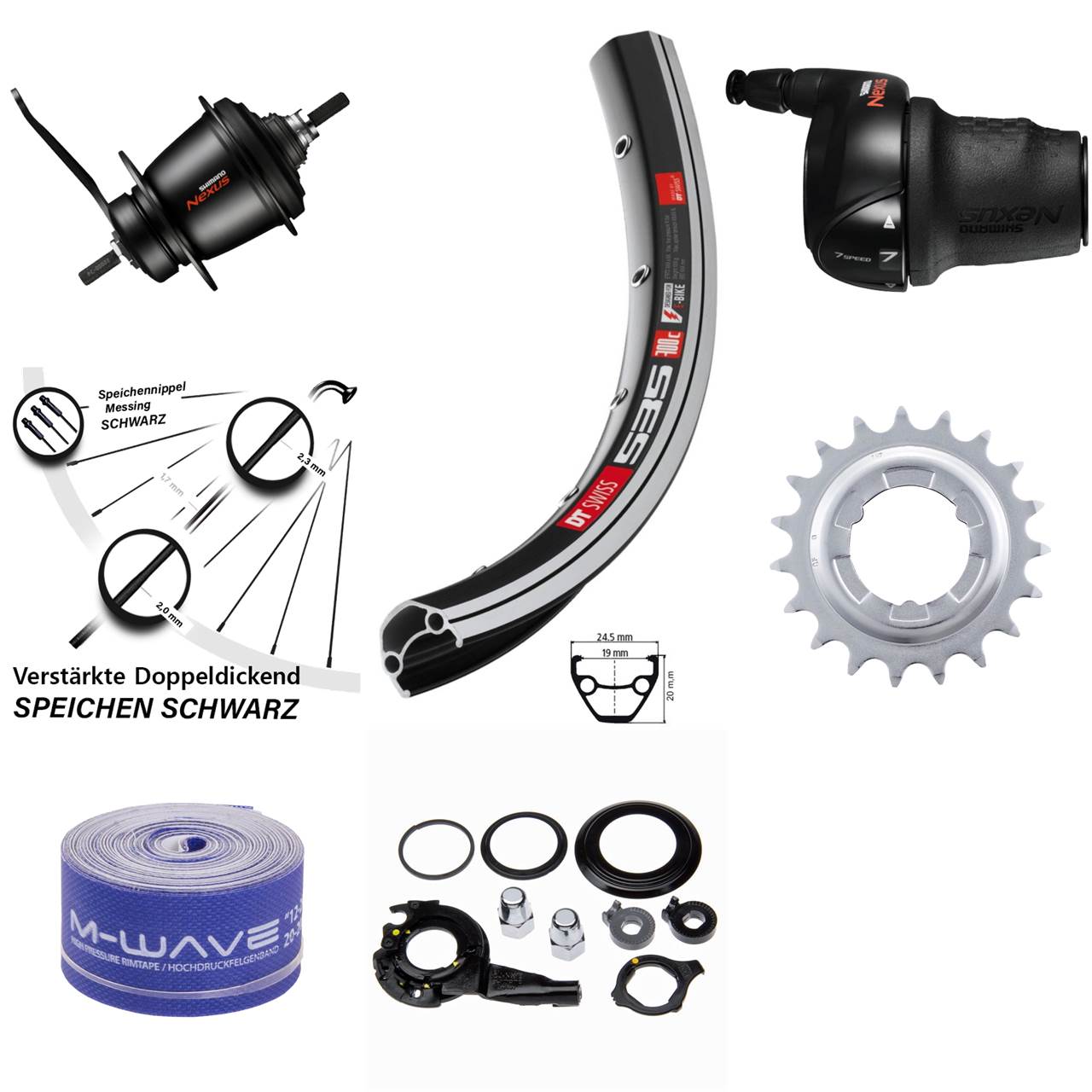 28 Zoll Hinterrad Shimano Nexus SG-C3001 7 Gang Rücktritt DT Swiss 535 schwarz