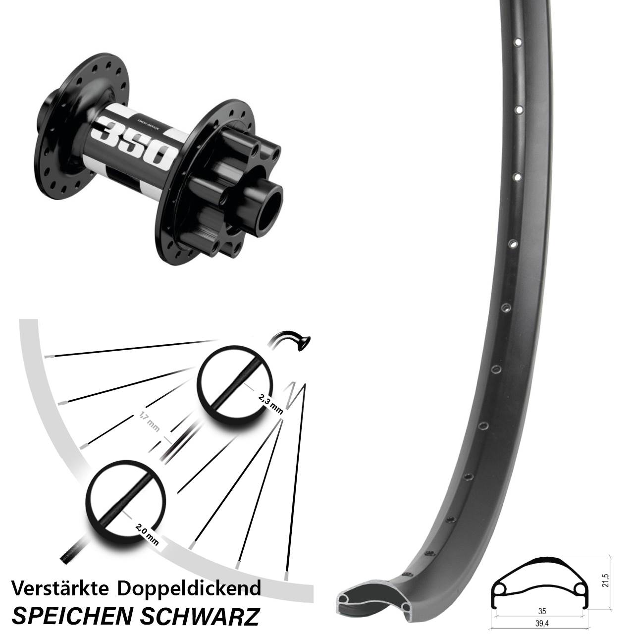 Ambrosio E35 DT Swiss 350 29 Zoll Vorderrad 6-Loch 15x110 Boost