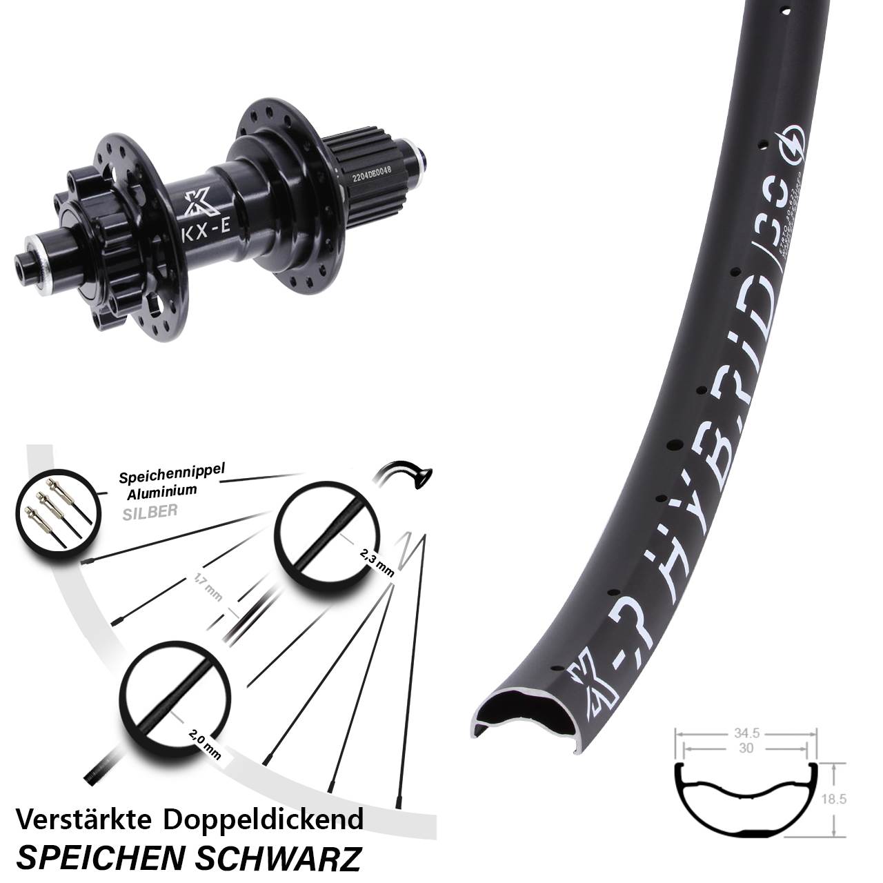 Disc Hinterrad QR 29 Zoll KX-ER Hybrid 30 Heavy Duty Shimano Micro Spline