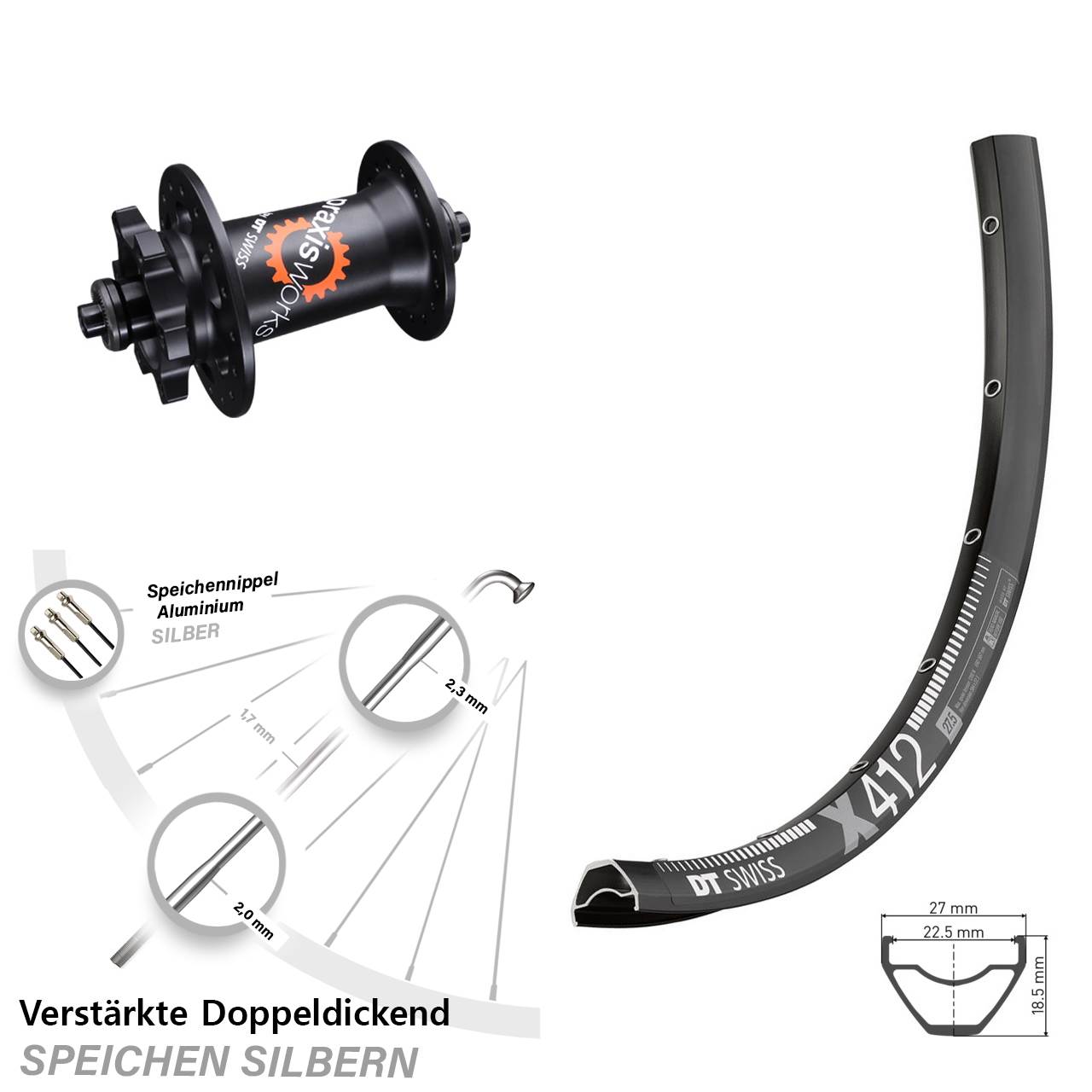 29 Zoll Vorderrad 6-Loch für Schnellspanner DT Swiss X 412-350