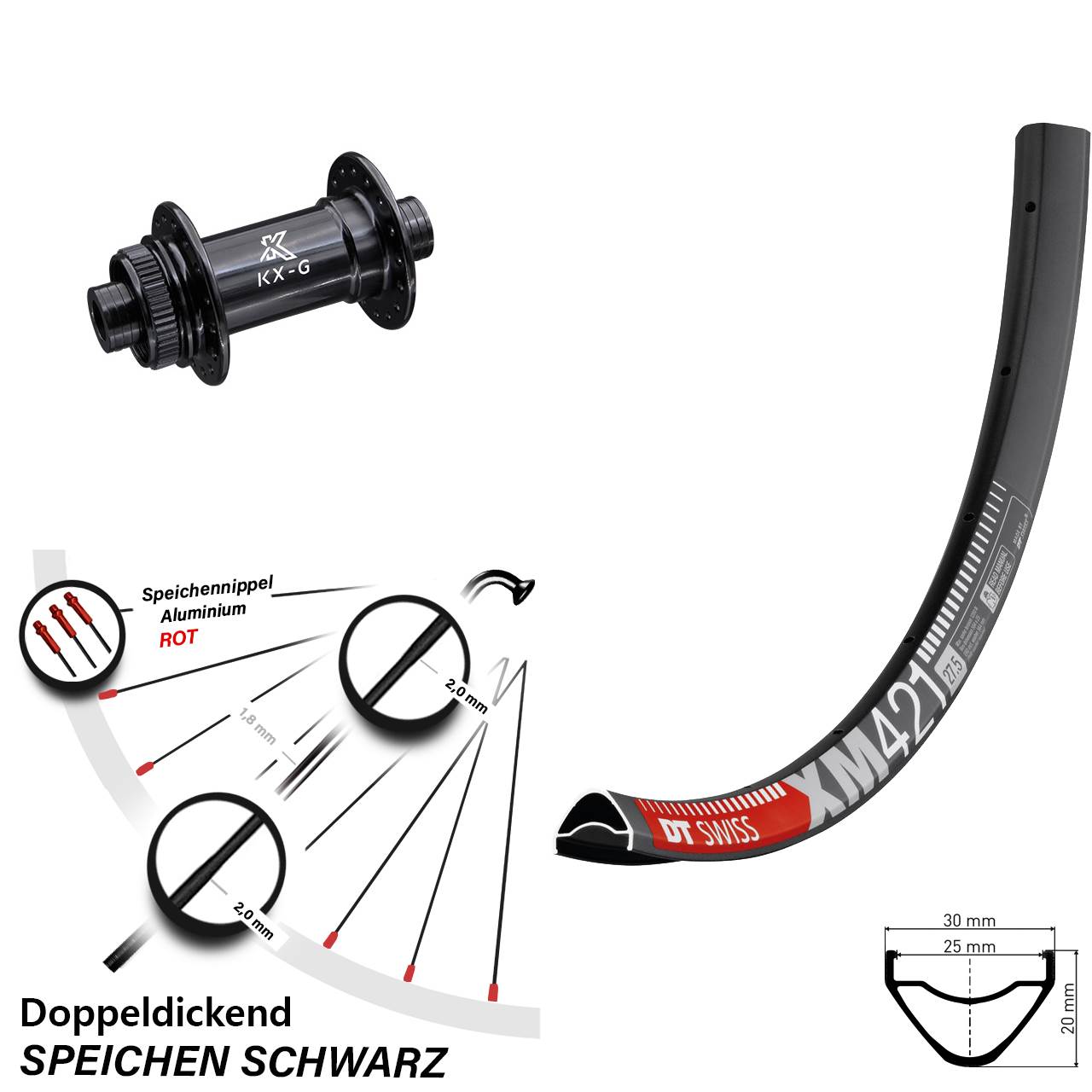 DT Swiss XM421 KX-G 29 Zoll Disc Vorderrad 12x100