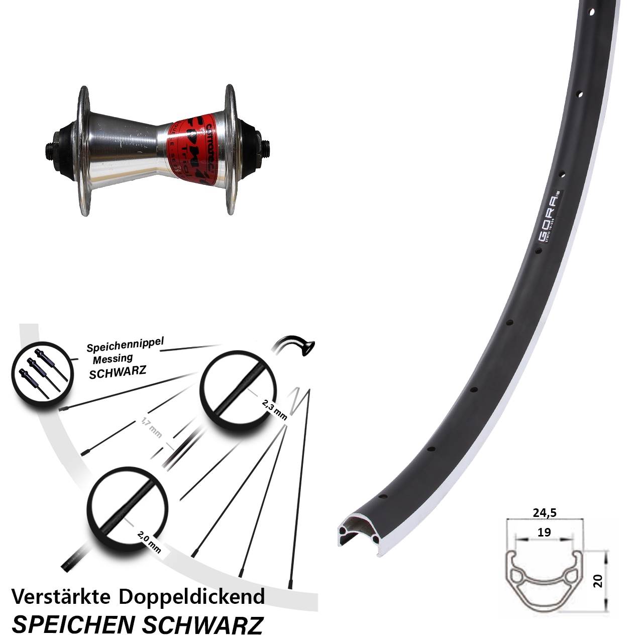 Vorderrad 26 Zoll Gora 19 Formula Conic QR
