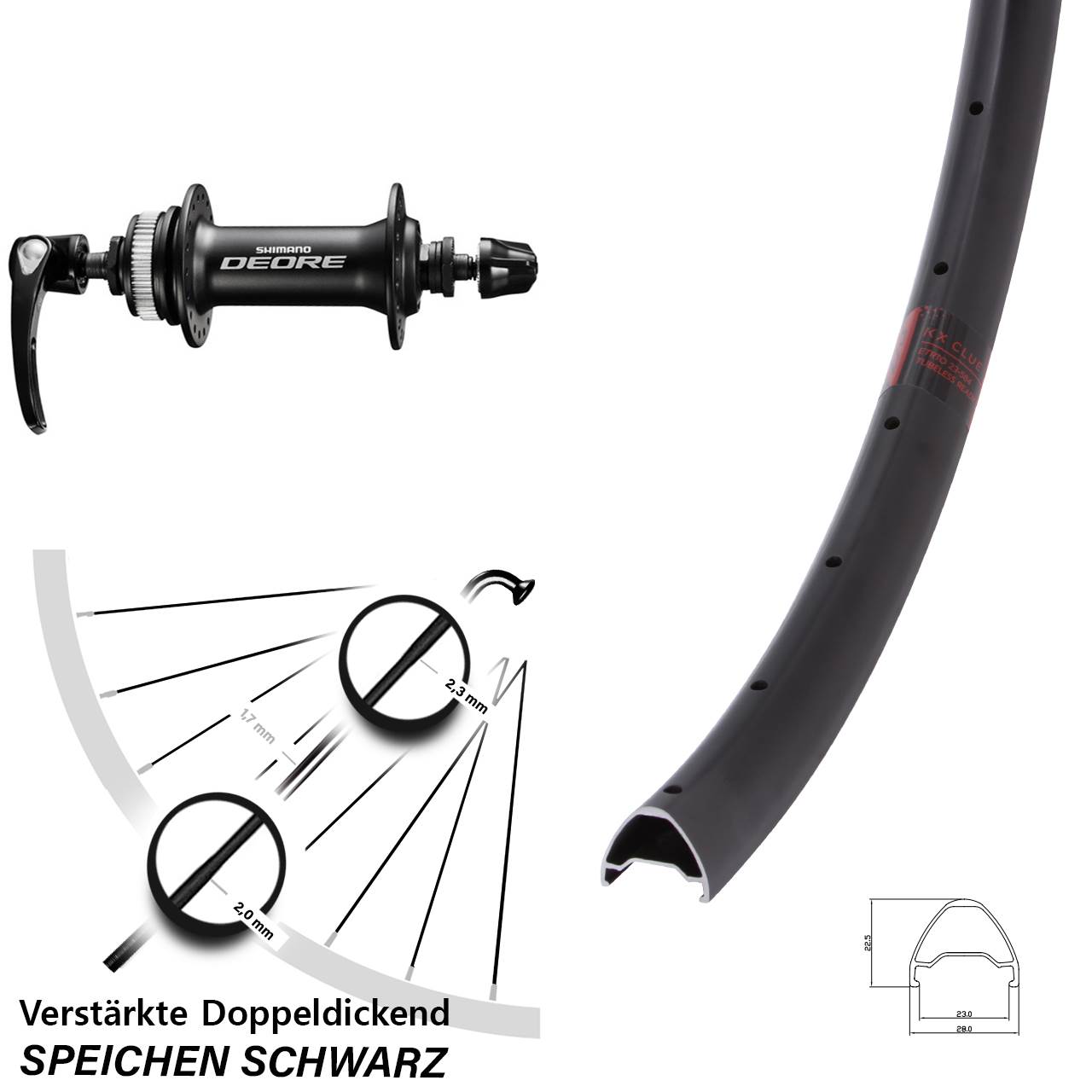 Disc Laufrad 29 Zoll KX Clue Shimano Deore HB-M6000 für Schnellspanner