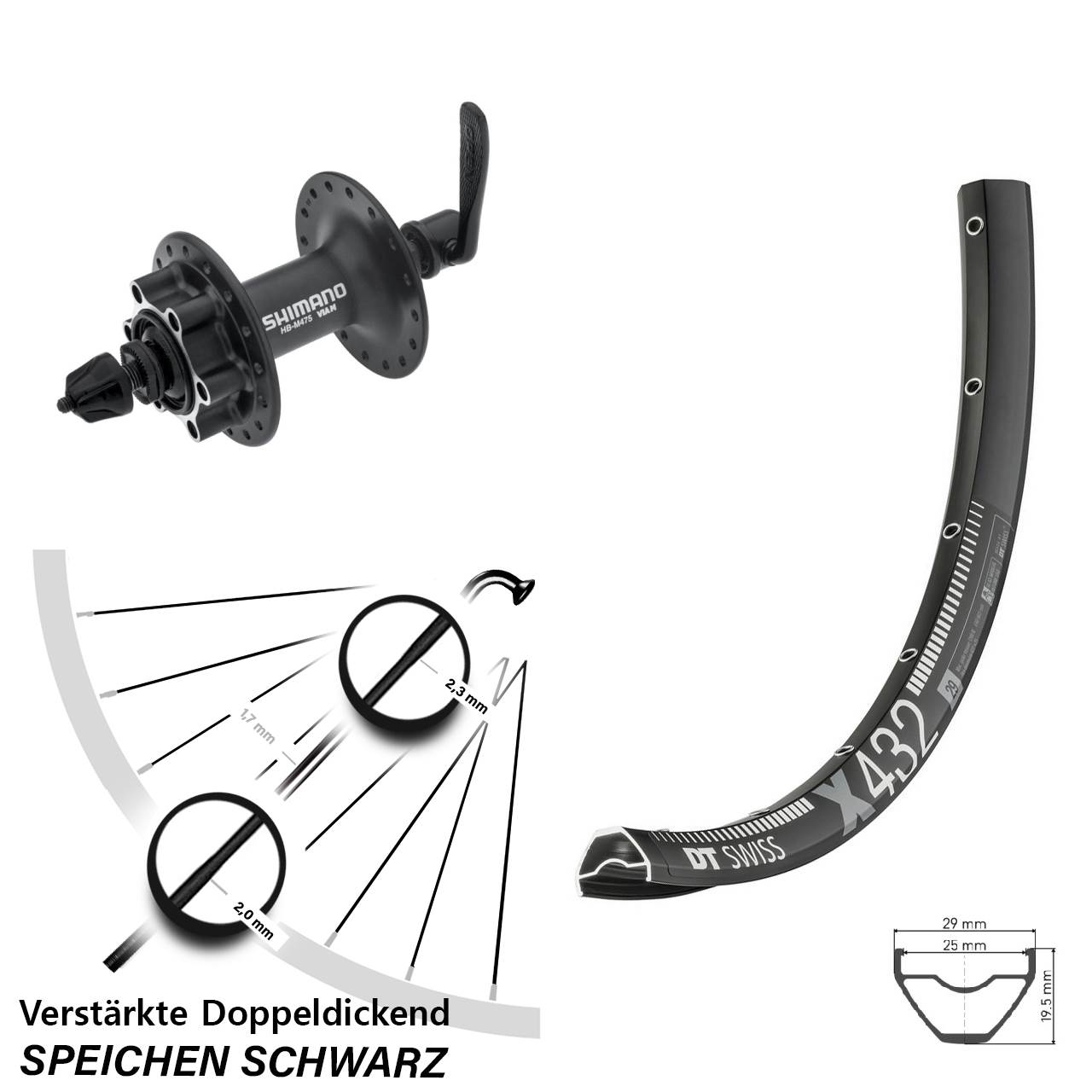 29 Zoll DT Swiss X 432 Shimano Alivio Disc Laufrad QR