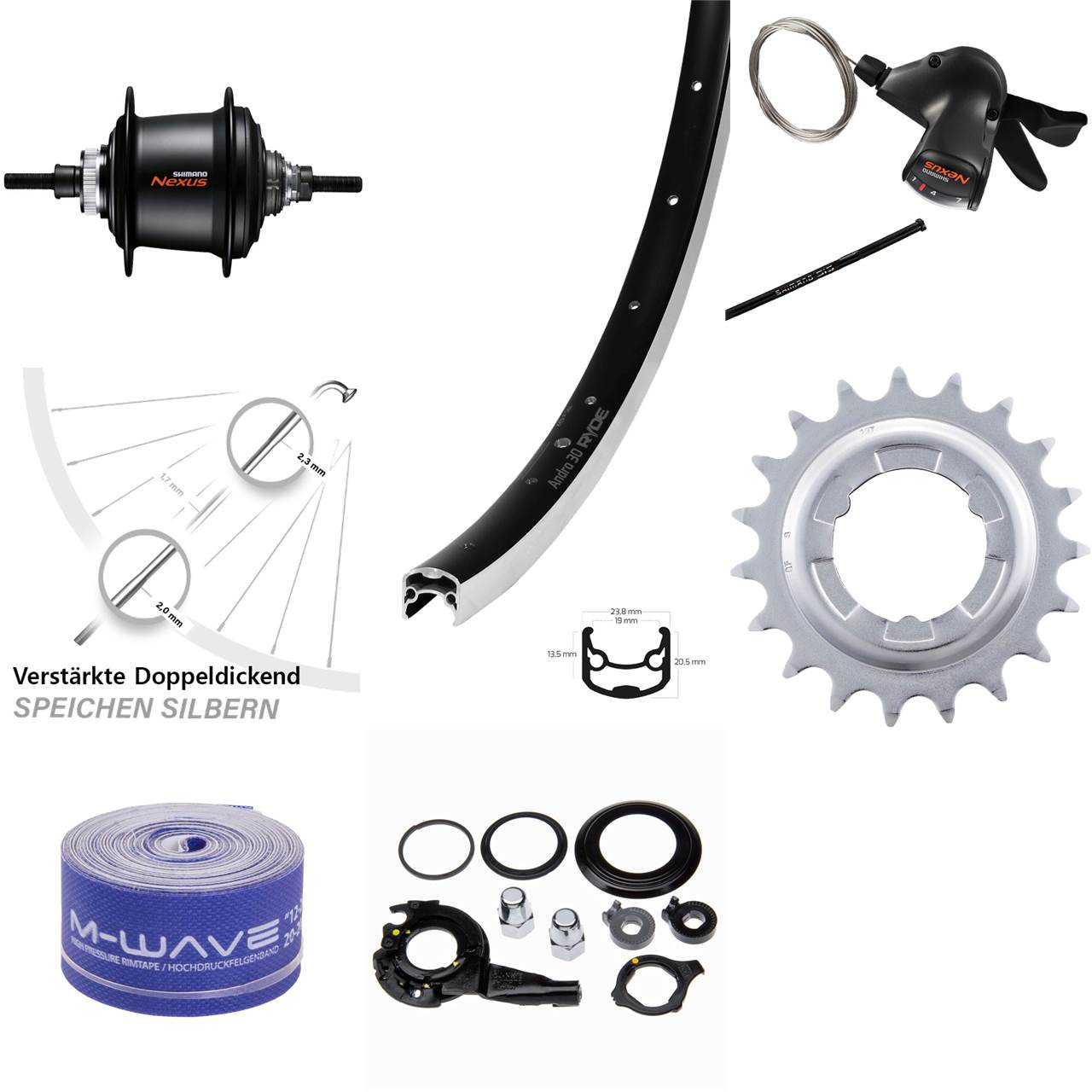 26 Zoll Hinterrad Ryde Andra 30 Shimano Nexus 7 Gang Freilauf