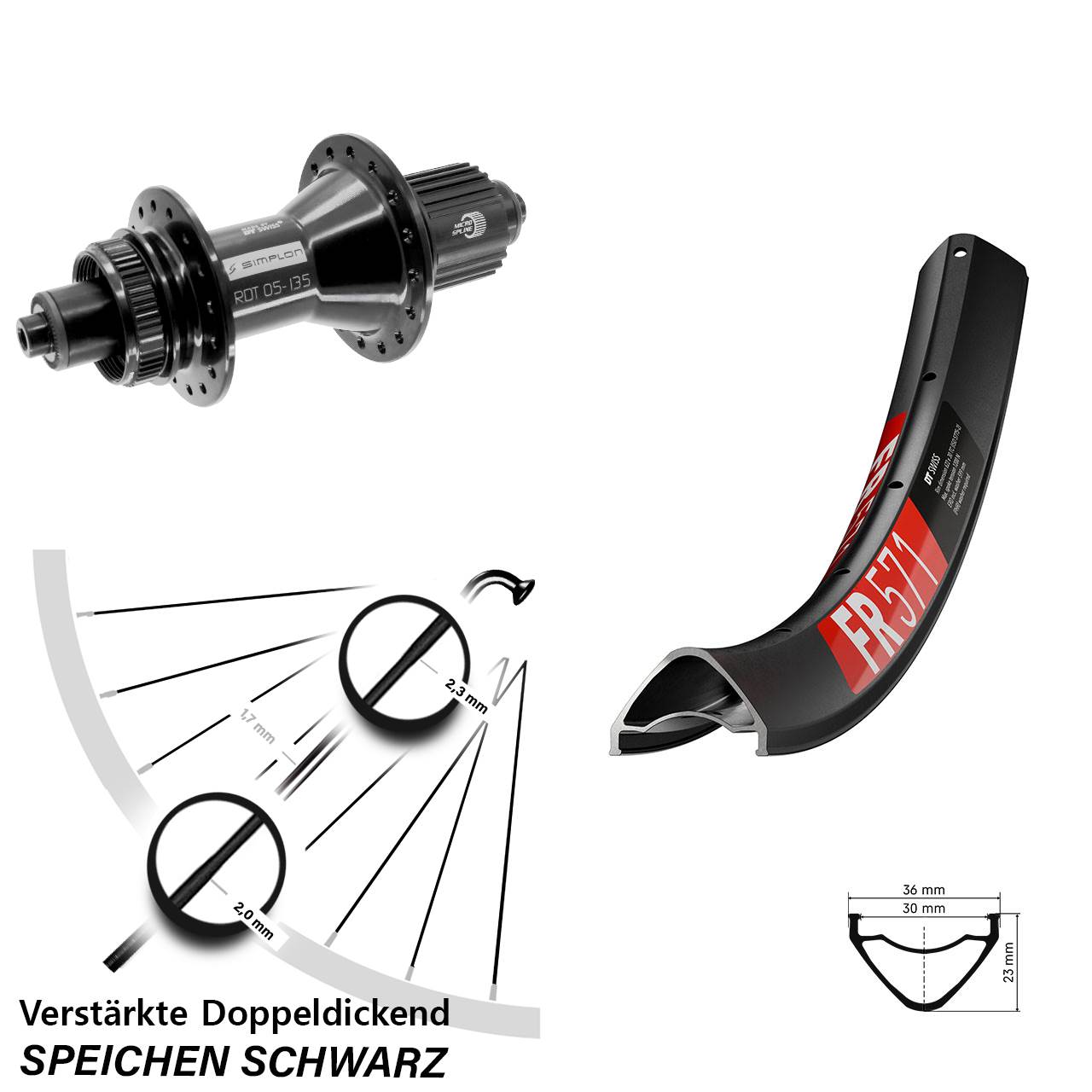 DT Swiss FR571 370 Hybrid 27,5 Zoll Centerlock Hinterrad QR Shimano Micro Spline