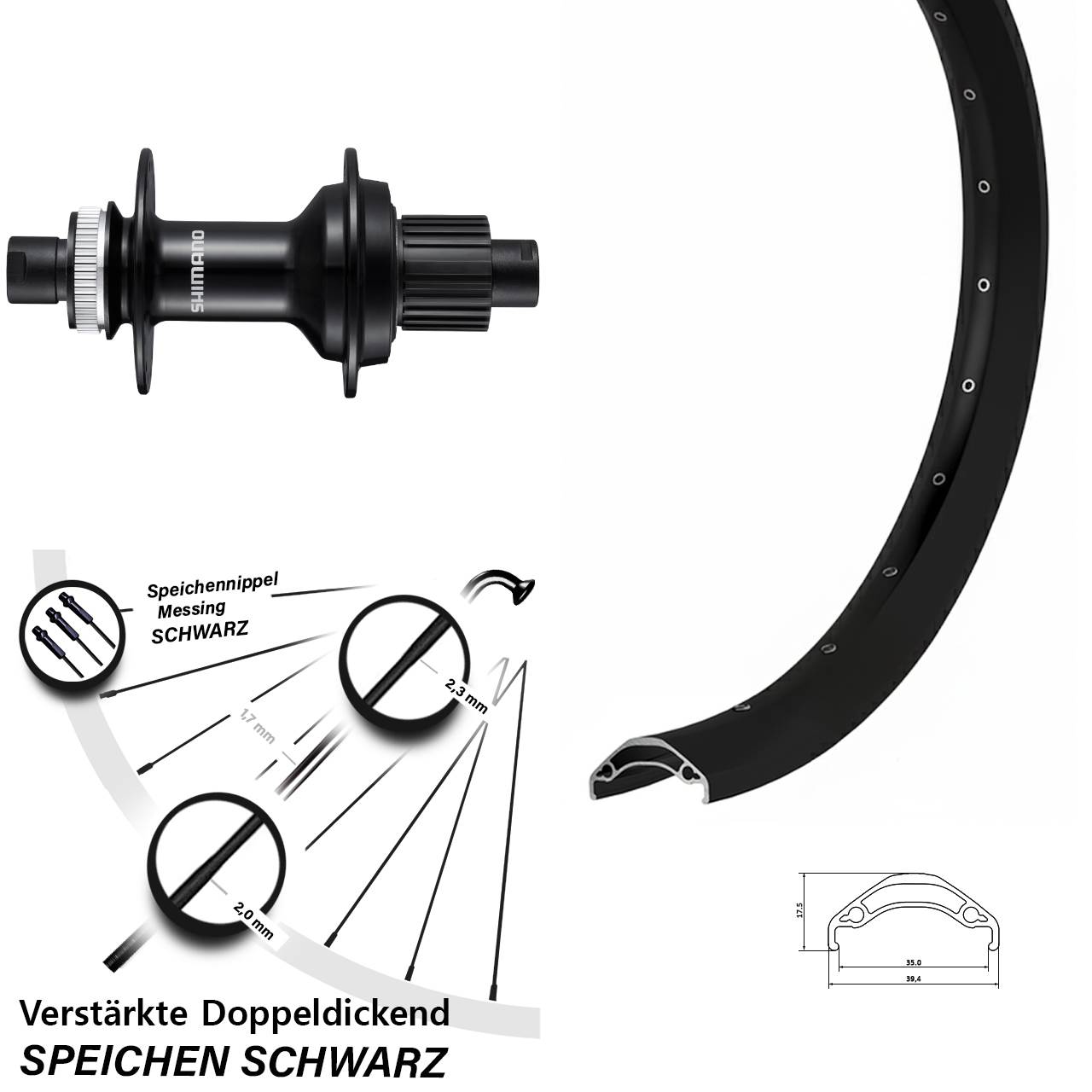 Hinterrad 12x148 29 Zoll Ryde Disc 35 Shimano FH-MT510-B Micro Spline