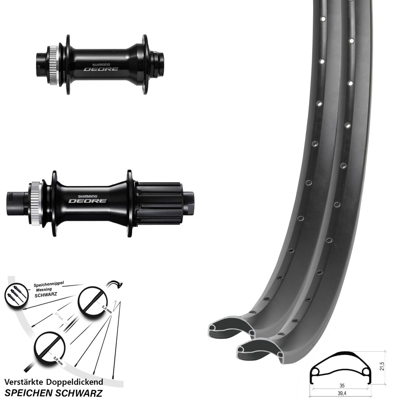 Disc Laufradsatz 27,5 Zoll Ambrosio E35 Shimano FH-M6010-B HB-M6010-B 8-11 fach HG Boost