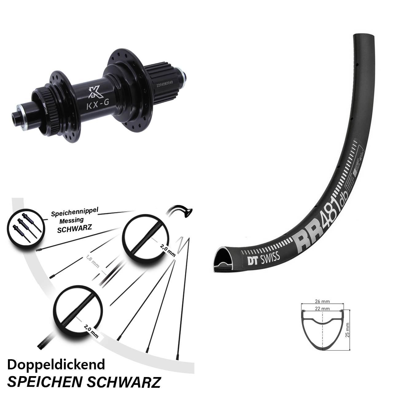 28 Zoll DT Swiss RR481 KX-GS Heavy Duty Disc Hinterrad QR Micro Spline
