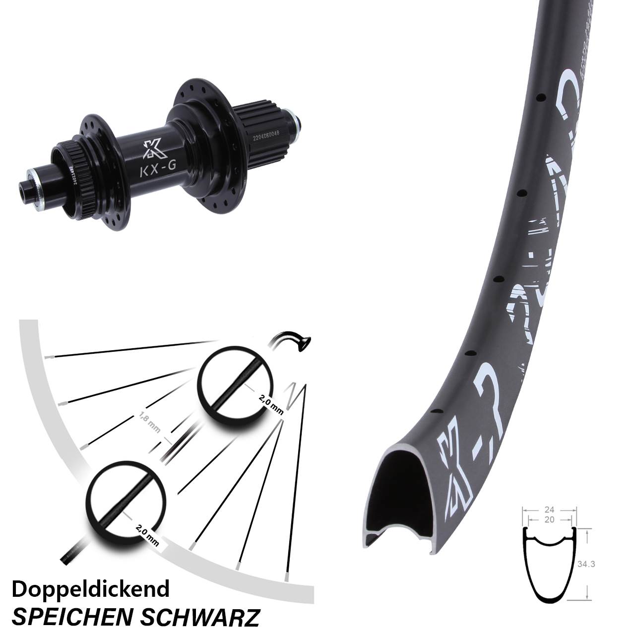 Disc Hinterrad QR 28 Zoll KX-GSR Road Heavy Duty Micro Spline