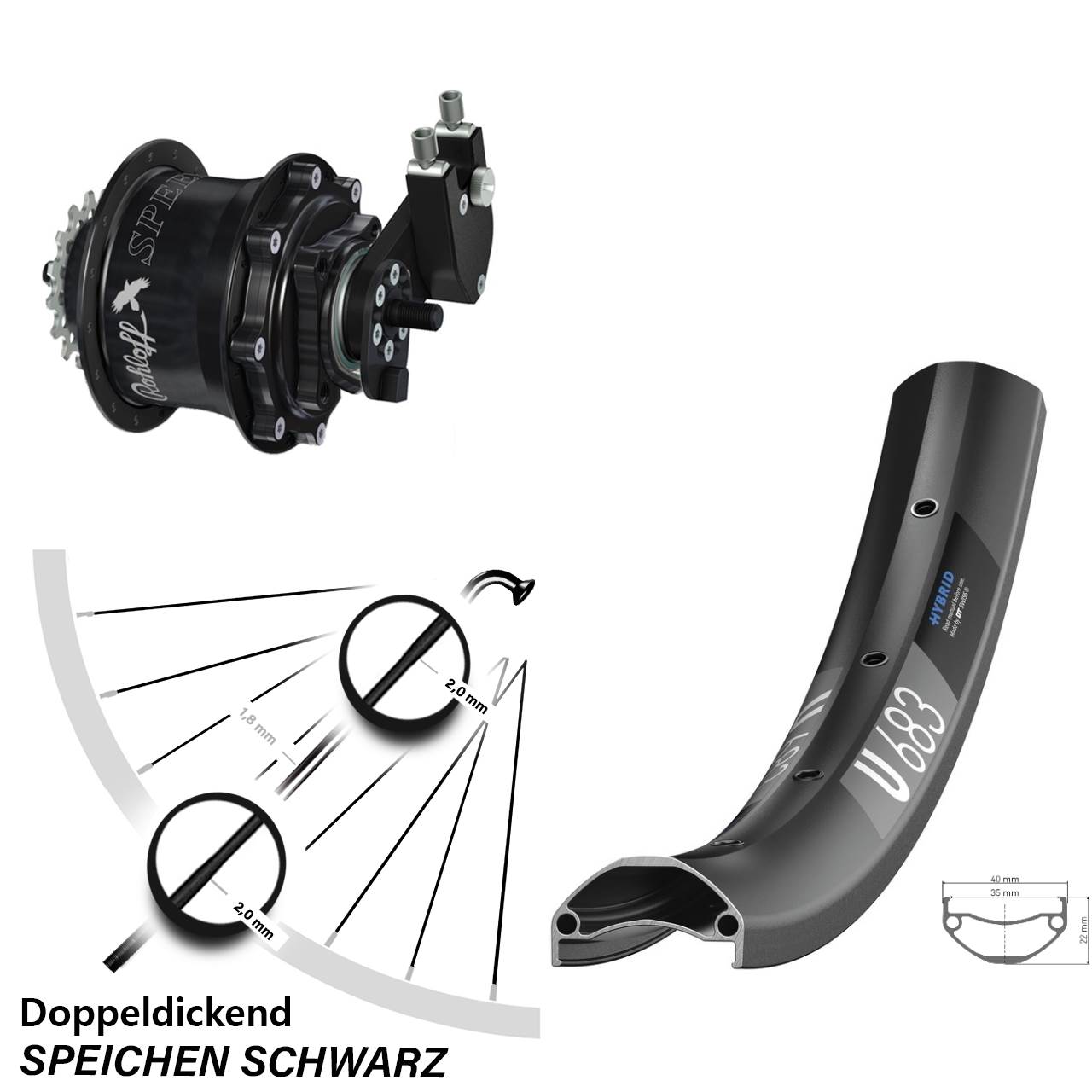 Disc Hinterrrad 27,5 Zoll DT Swiss U 683 Rohloff Speedhub TS DB OEM Tandem