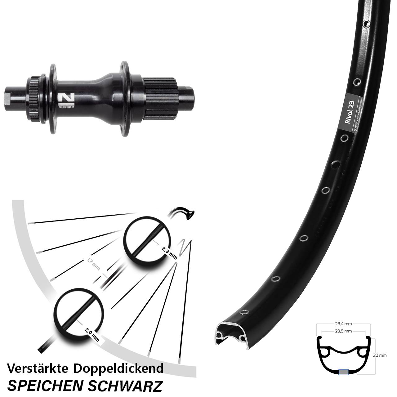 Ryde Rival 23 Novatec D792 650B Hinterrad Centerlock 12x142 Shimano Micro Spline
