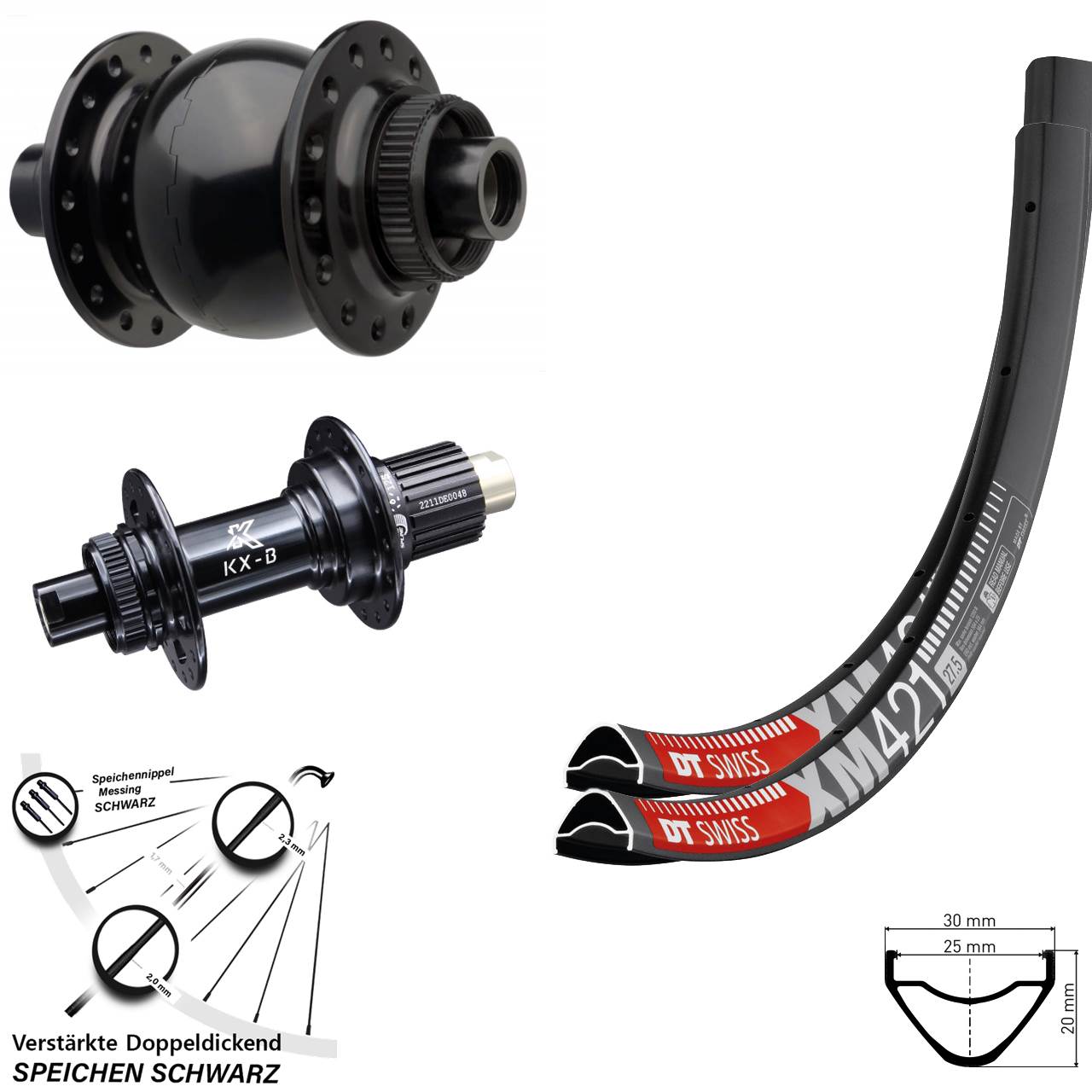 DT Swiss XM421 KX-B SON 28 650B Disc Laufradsatz 15x110 12x148 Shimano Micro Spline