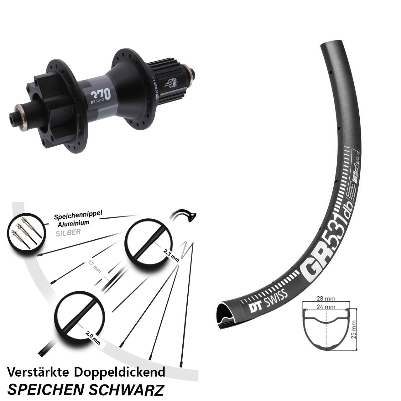 Disc Laufrad QR 28-29 Zoll DT Swiss GR531-370 Micro Spline