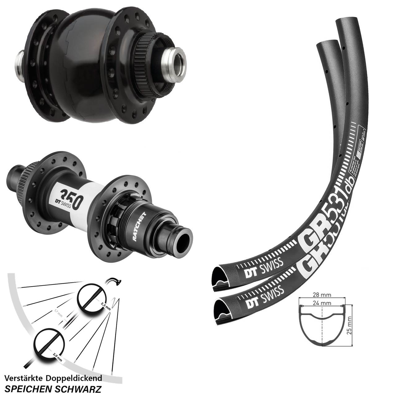 SON 28-29 Zoll DT Swiss GR 531-350 Laufrad-Satz 12x100/142 XDR 11-12 fach