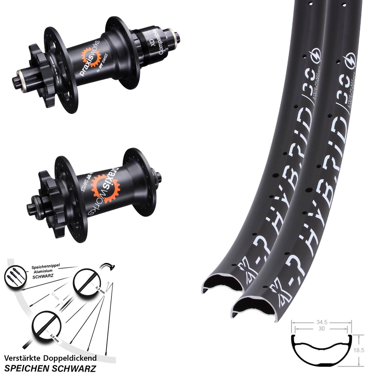 29 Zoll KX-R Hybrid 30 DT Swiss 350 QR 6-Loch Laufradsatz XD 11-12 fach