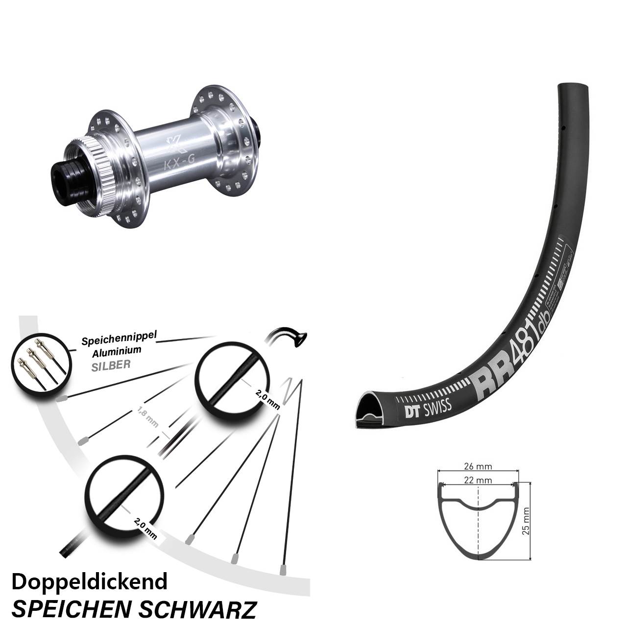 DT Swiss RR 481 KX-G 28 Zoll Vorderrad Centerlock 15x100