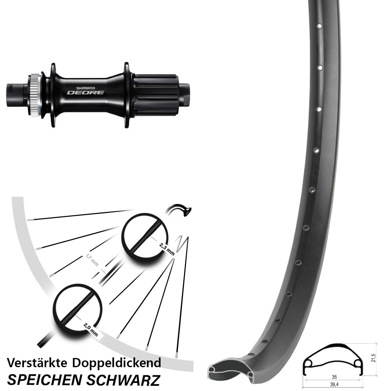 Ambrosio E35 Shimano FH-M6010-B 29 Zoll Disc Laufrad 12x148 8-11 fach