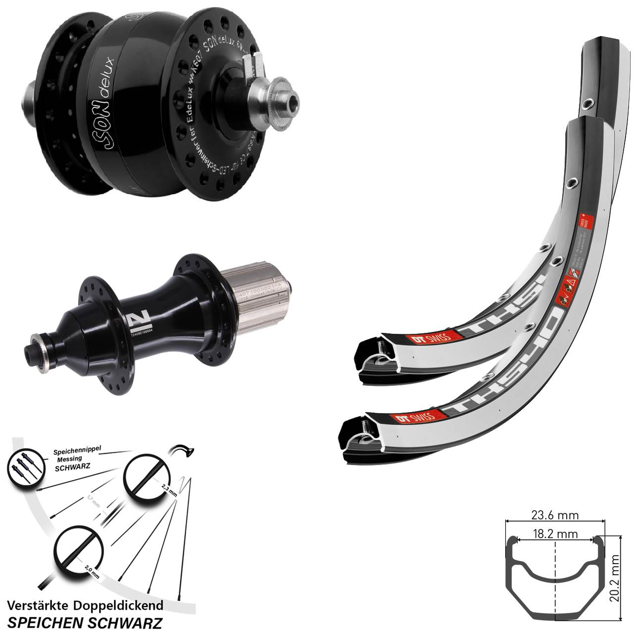 Laufradsatz Schnellspanner 28 Zoll DT Swiss TK540 Novatec F162 Strong SON delux 8-12 fach