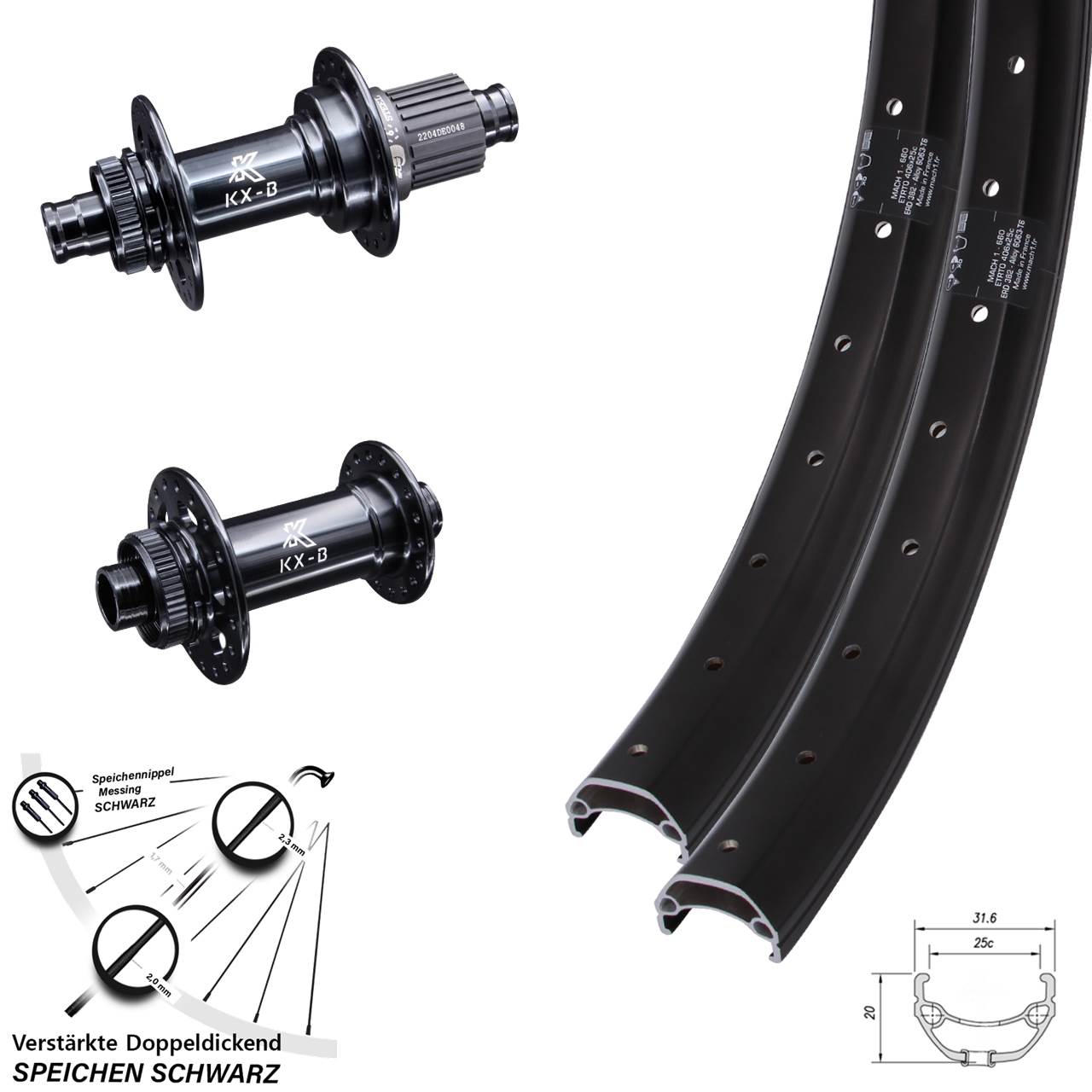 20 Zoll Mach1 Kargo KX-BS Disc Laufradsatz 15x110 12x148 Micro Spline