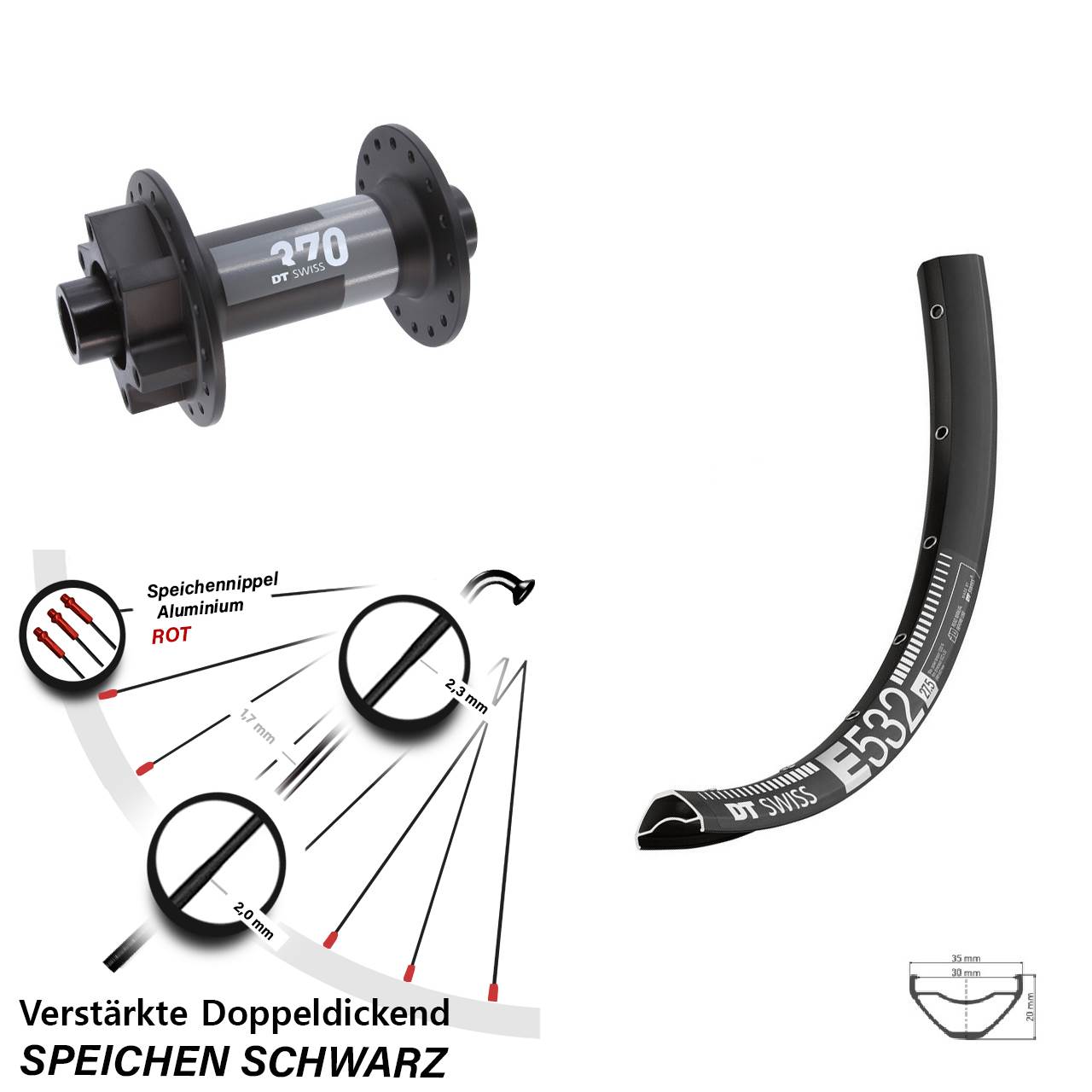 Disc Laufrad 27,5 Zoll DT Swiss E532-370 15x110 Boost
