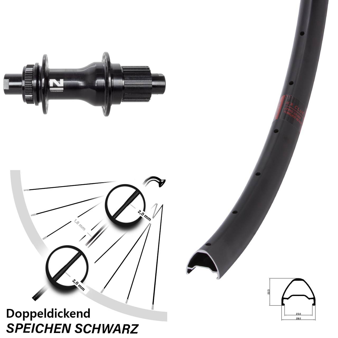Centerlock Hinterrad 12x142 28 Zoll KX Clue Novatec D792SB Shimano Micro Spline