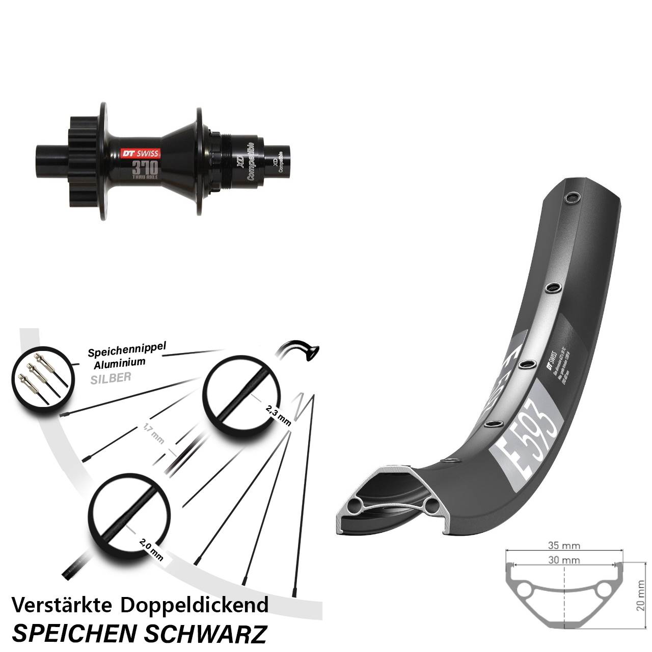 Disc Hinterrad 12x142 29 Zoll DT Swiss E593-370 SRAM XD