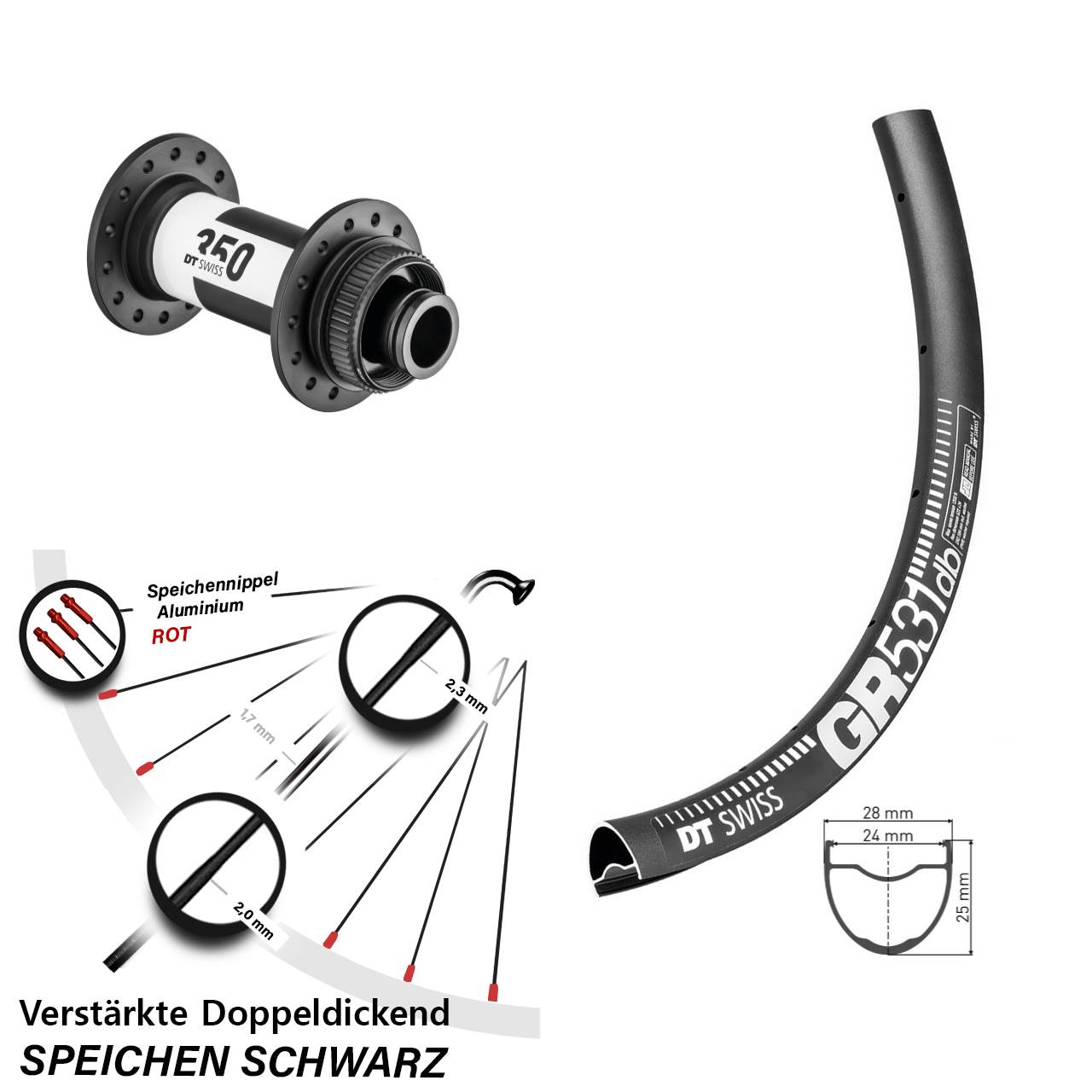 Disc Laufrad 650B DT Swiss GR531-350 15x100