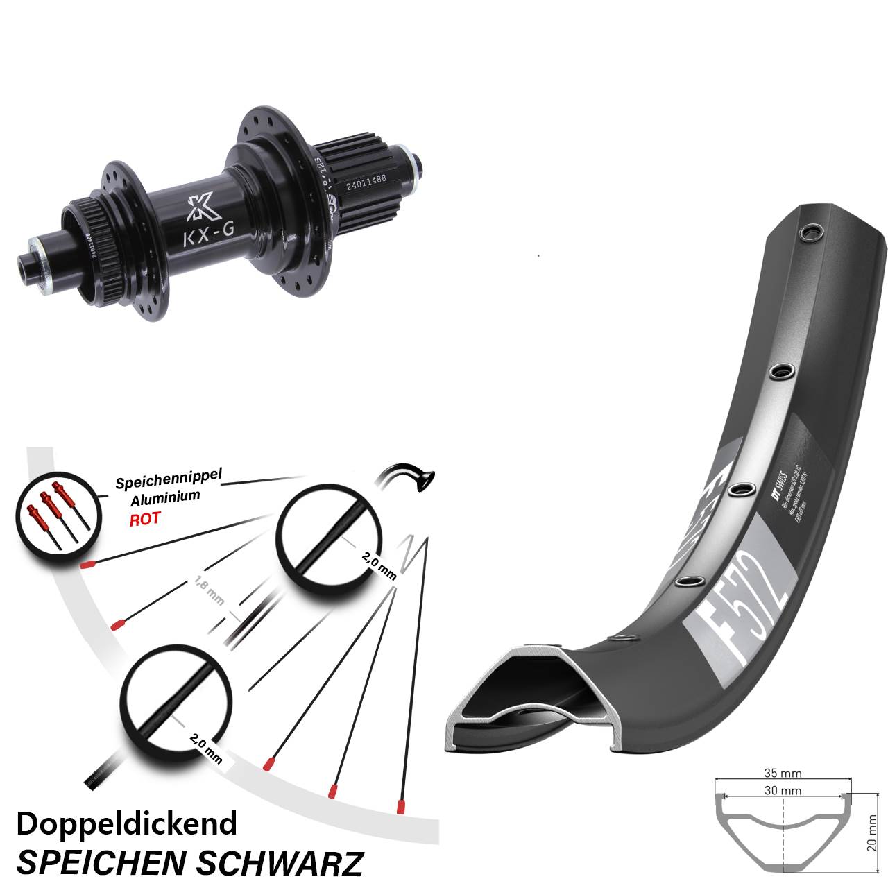 DT Swiss F 572 29 Zoll Hinterrad KX-G Micro Spline
