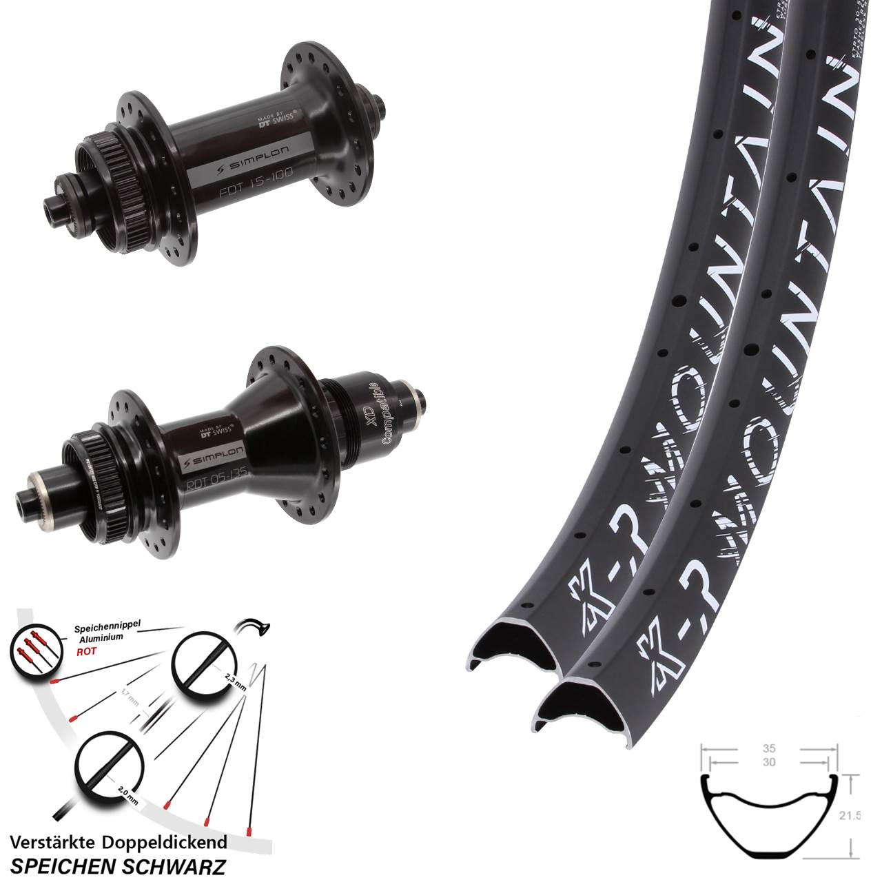 27,5 Zoll 29 KX-R Mountain DT Swiss 370 Laufradsatz Centerlock für Schnellspanner SRAM XD