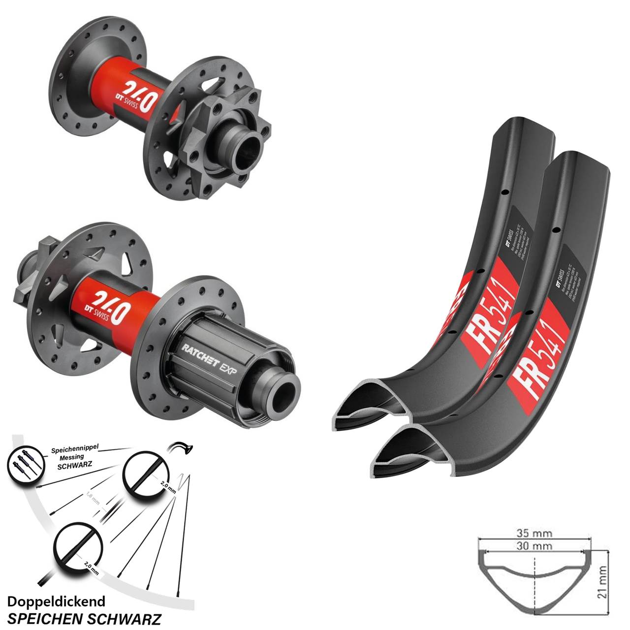 MTB Laufradsatz 29 Zoll DT Swiss FR 541 240 EXP Boost 6-loch Shimano HG