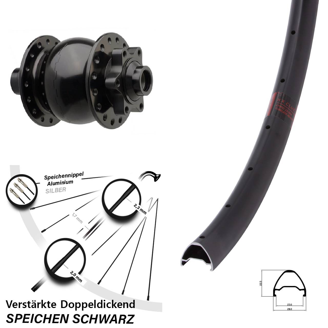 Boost Nabendynamovorderrad 6-Loch 15x110 KX Clue SON 28-29 Zoll