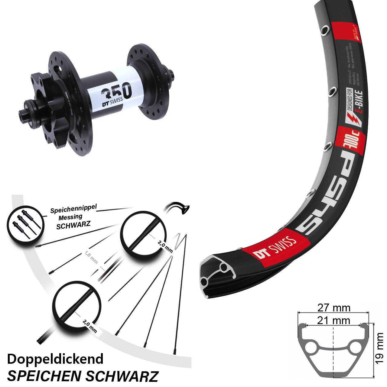 Vorderrad 28 Zoll DT Swiss 545d-350 6-Loch QR