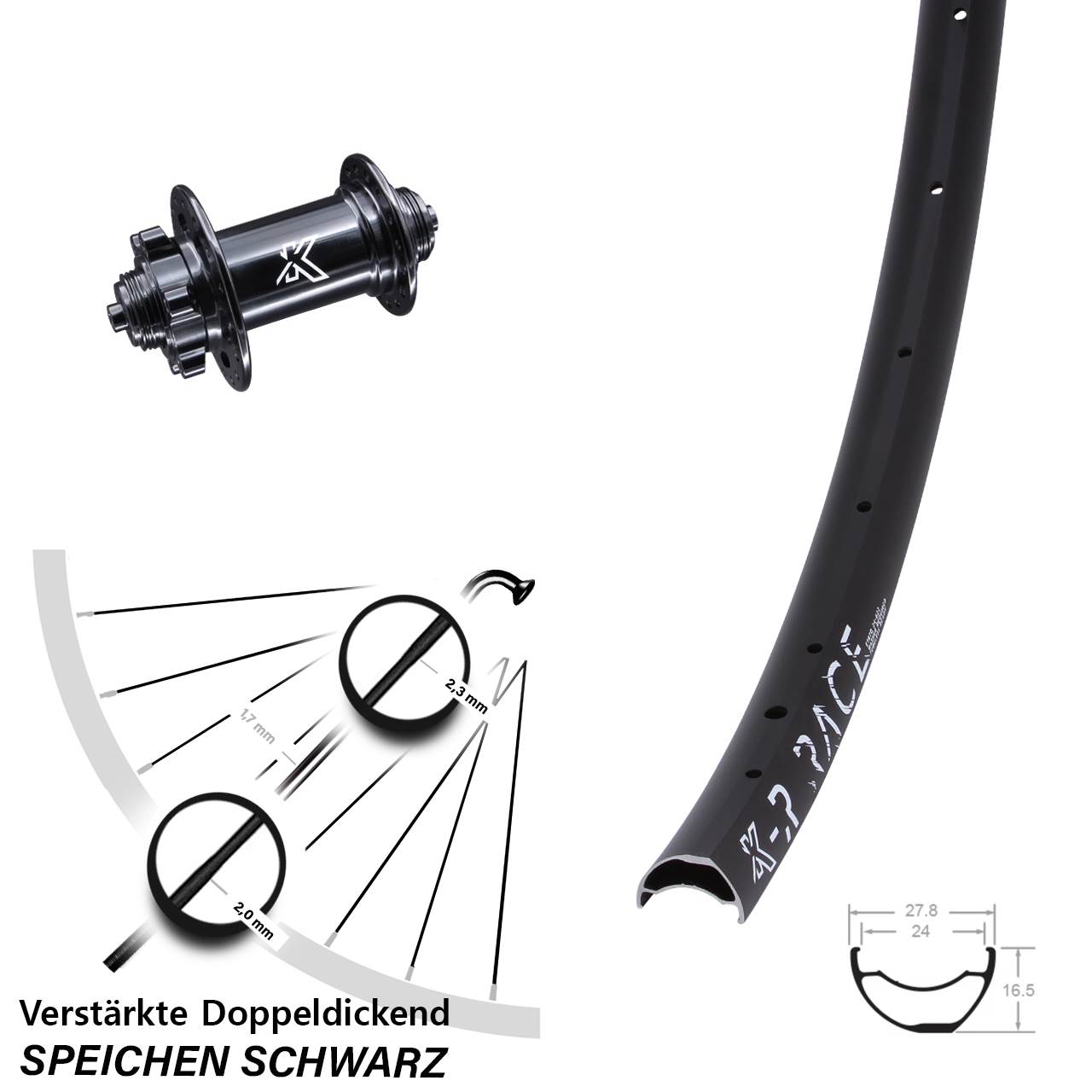 KX-MR Race 28 Zoll Vorderrad 6-Loch QR