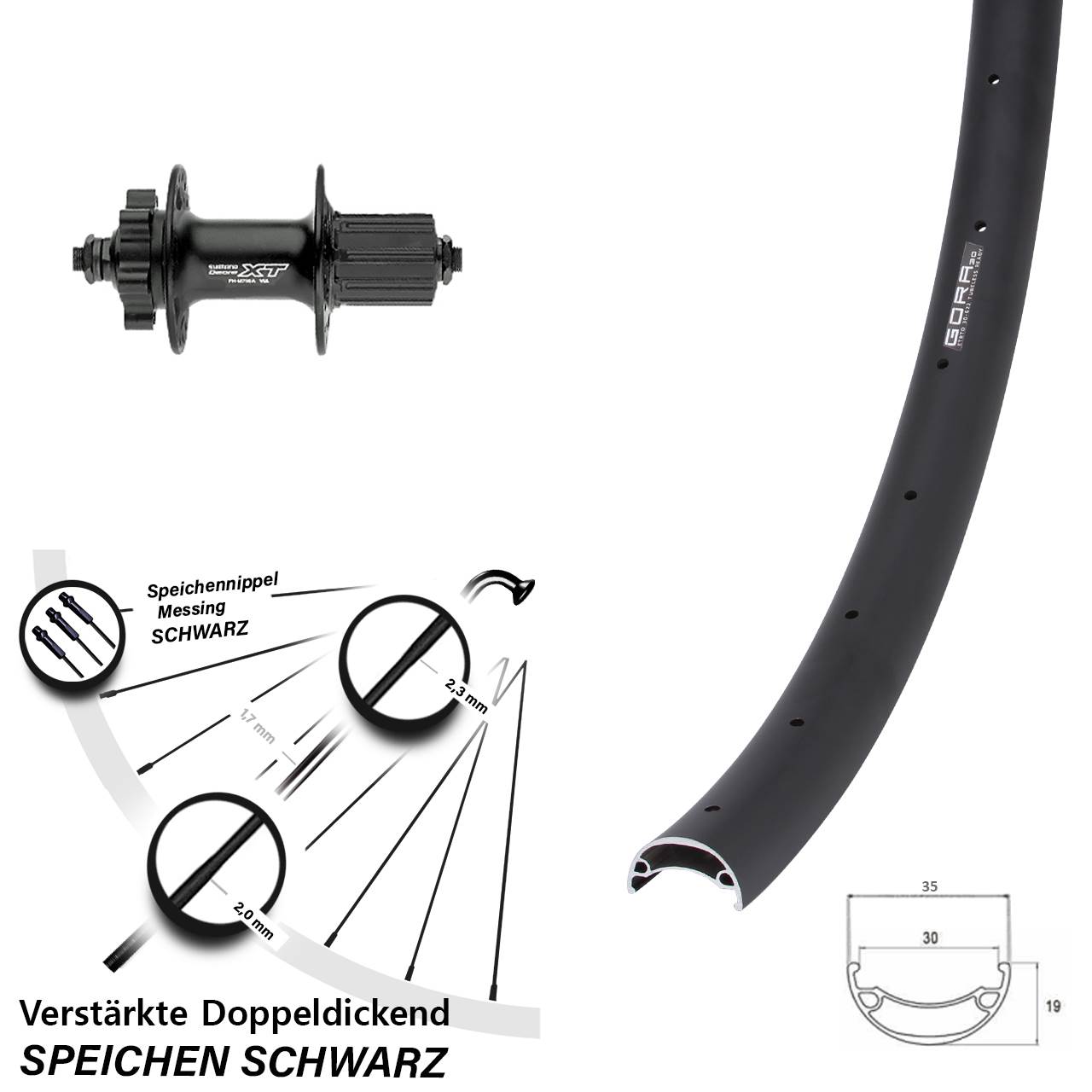 Disc Laufrad QR 29 Zoll Gora 30 Shimano Deore XT 8-11 fach