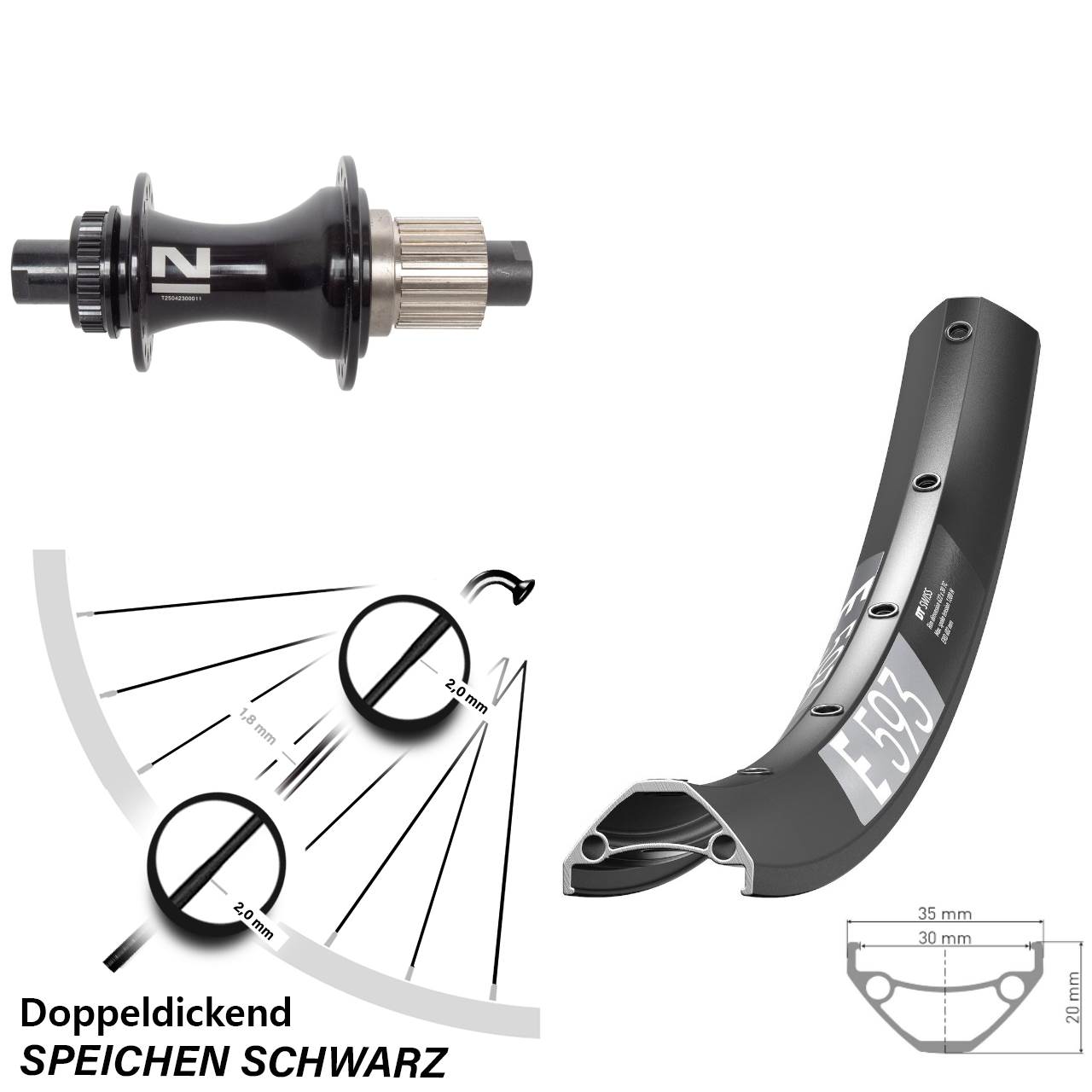 Disc Hinterrad 12x148 27,5 Zoll DT Swiss E593 Novatec D462 Micro Spline
