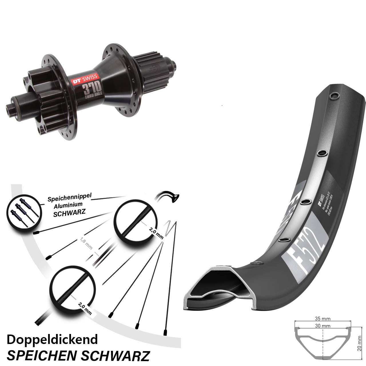 Disc Laufrad 29 Zoll DT Swiss F 572-370 Hybrid Micro Spline QR