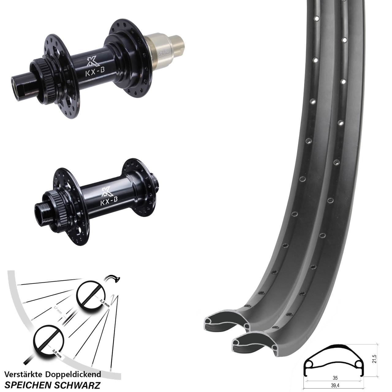 27,5 Zoll Ambrosio E35 KX-B Laufradsatz Centerlock 15x110 12x148 XD 11-12 fach