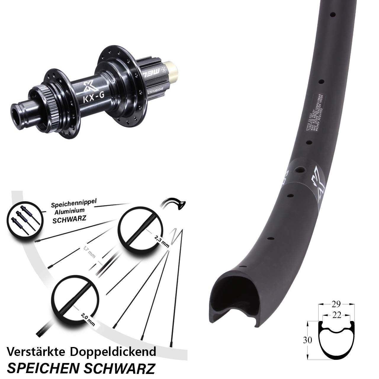 Centerlock Hinterrad 28-29 Zoll KX-GRC Carbon verstärkt Campagnolo N3W 12x142